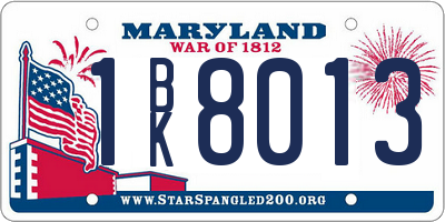 MD license plate 1BK8013
