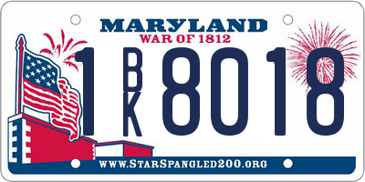 MD license plate 1BK8018