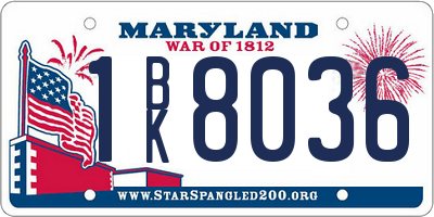 MD license plate 1BK8036