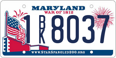 MD license plate 1BK8037