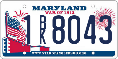 MD license plate 1BK8043