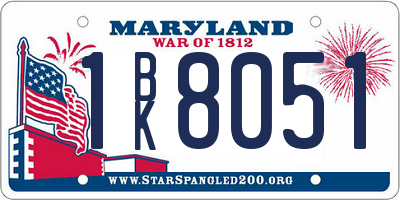 MD license plate 1BK8051