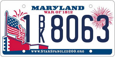 MD license plate 1BK8063