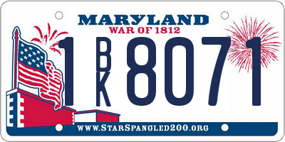MD license plate 1BK8071