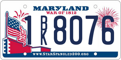 MD license plate 1BK8076