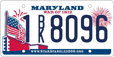 MD license plate 1BK8096