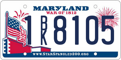 MD license plate 1BK8105