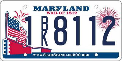 MD license plate 1BK8112