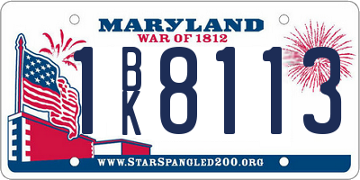MD license plate 1BK8113