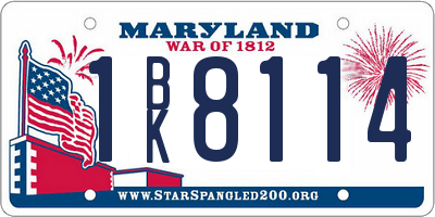 MD license plate 1BK8114