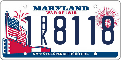 MD license plate 1BK8118