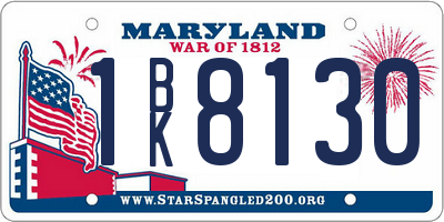 MD license plate 1BK8130