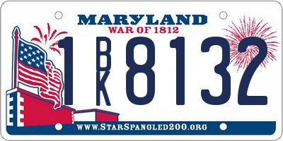 MD license plate 1BK8132