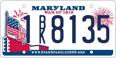 MD license plate 1BK8135
