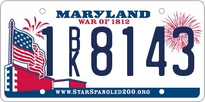 MD license plate 1BK8143