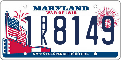 MD license plate 1BK8149