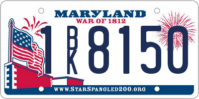 MD license plate 1BK8150