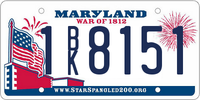 MD license plate 1BK8151