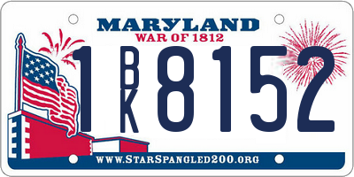 MD license plate 1BK8152