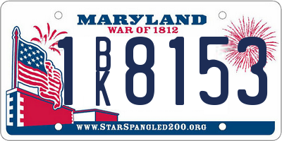 MD license plate 1BK8153