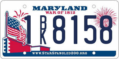 MD license plate 1BK8158