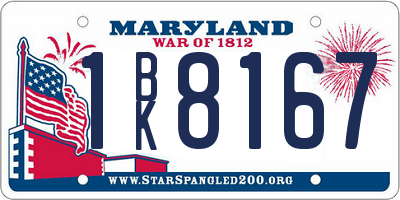 MD license plate 1BK8167