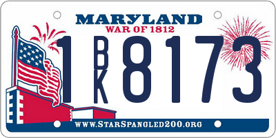 MD license plate 1BK8173