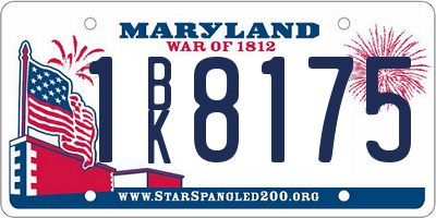 MD license plate 1BK8175