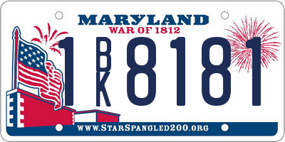 MD license plate 1BK8181