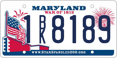 MD license plate 1BK8189