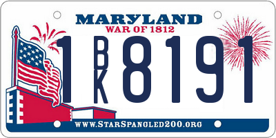 MD license plate 1BK8191