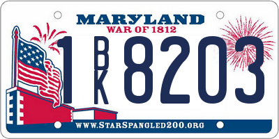 MD license plate 1BK8203