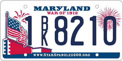 MD license plate 1BK8210
