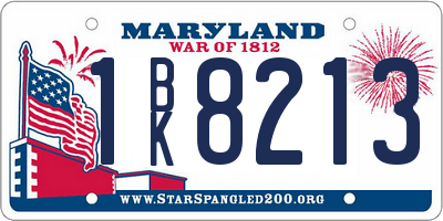 MD license plate 1BK8213