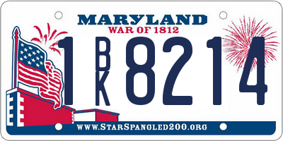 MD license plate 1BK8214