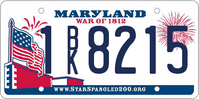 MD license plate 1BK8215