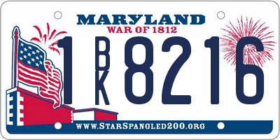 MD license plate 1BK8216