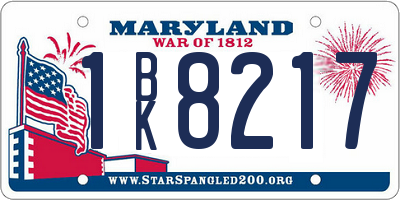 MD license plate 1BK8217
