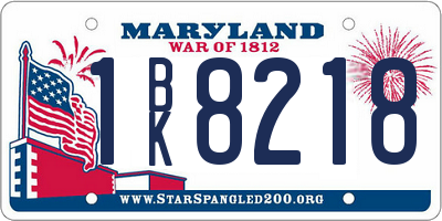 MD license plate 1BK8218