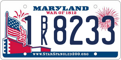 MD license plate 1BK8233