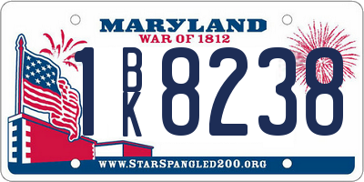 MD license plate 1BK8238