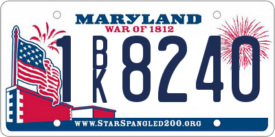 MD license plate 1BK8240