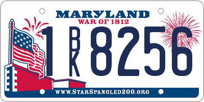 MD license plate 1BK8256