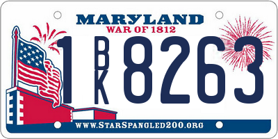 MD license plate 1BK8263