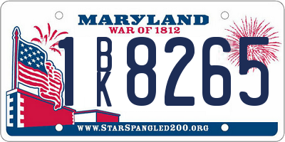 MD license plate 1BK8265