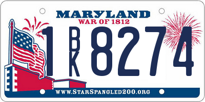 MD license plate 1BK8274