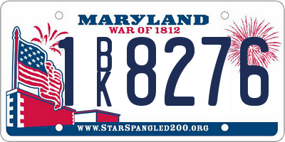 MD license plate 1BK8276