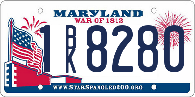 MD license plate 1BK8280