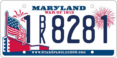 MD license plate 1BK8281