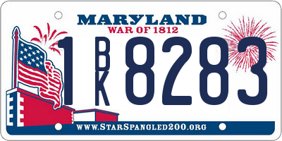 MD license plate 1BK8283